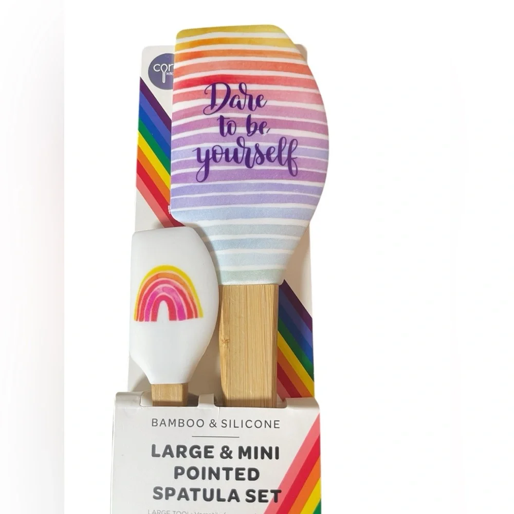 Rainbow Pride Rae Dunn Kitchen Towels & Silicone Spatulas 4 Pieces NEW
